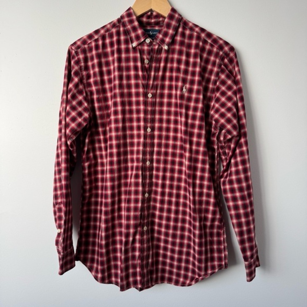Ralph Lauren Youth XL 18-20 Plaid Button-Down Shirt‎ Red Preppy Americana Luxury